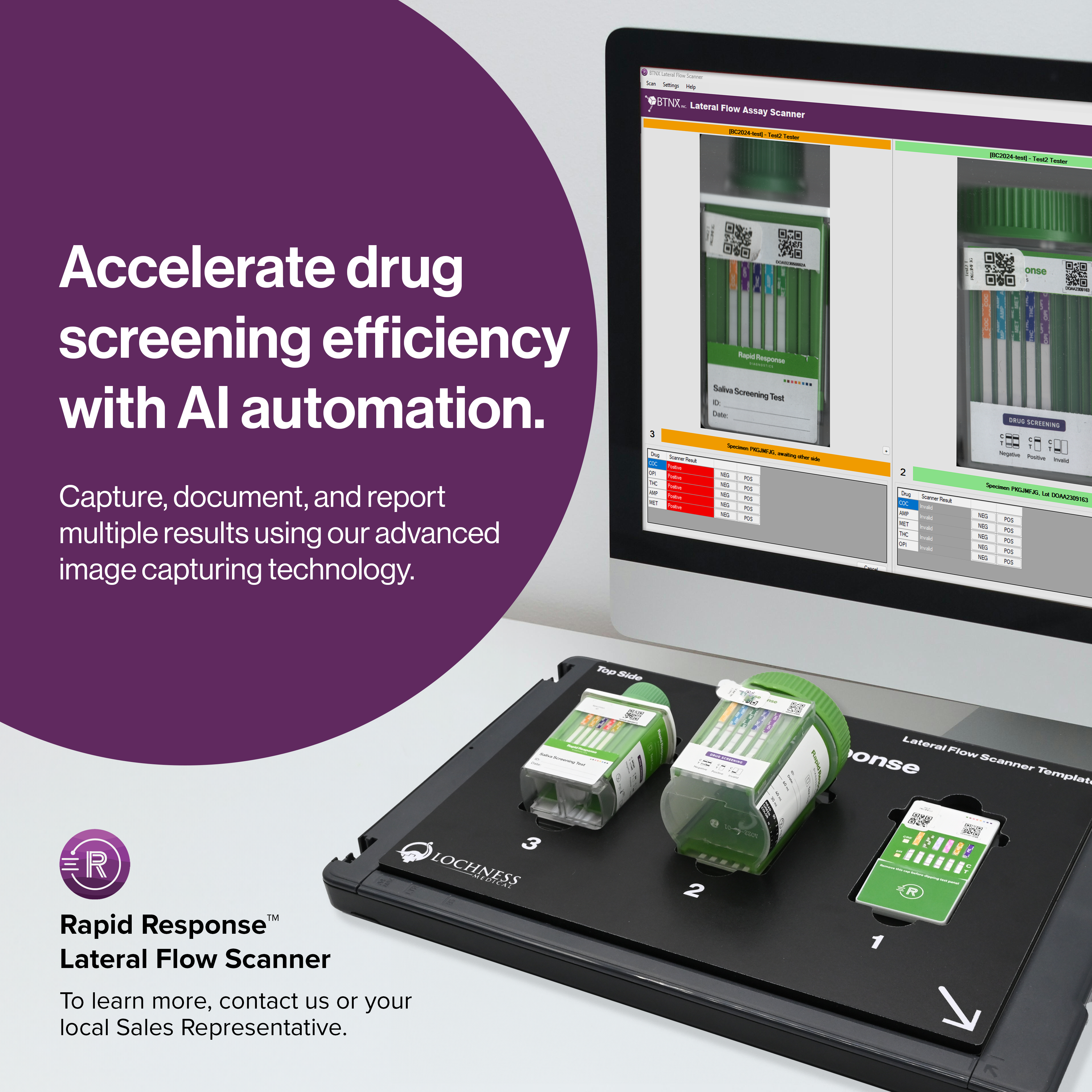 Multi-Drug Flat Test Cup with Lateral Flow Scanner